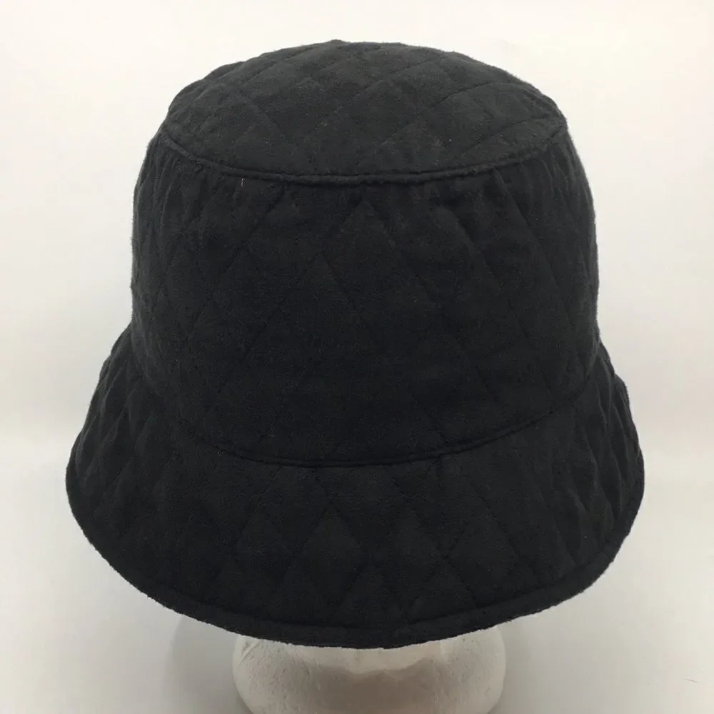 San Diego Hat Company Black Quilted Velour Bucket Hat OSFA
